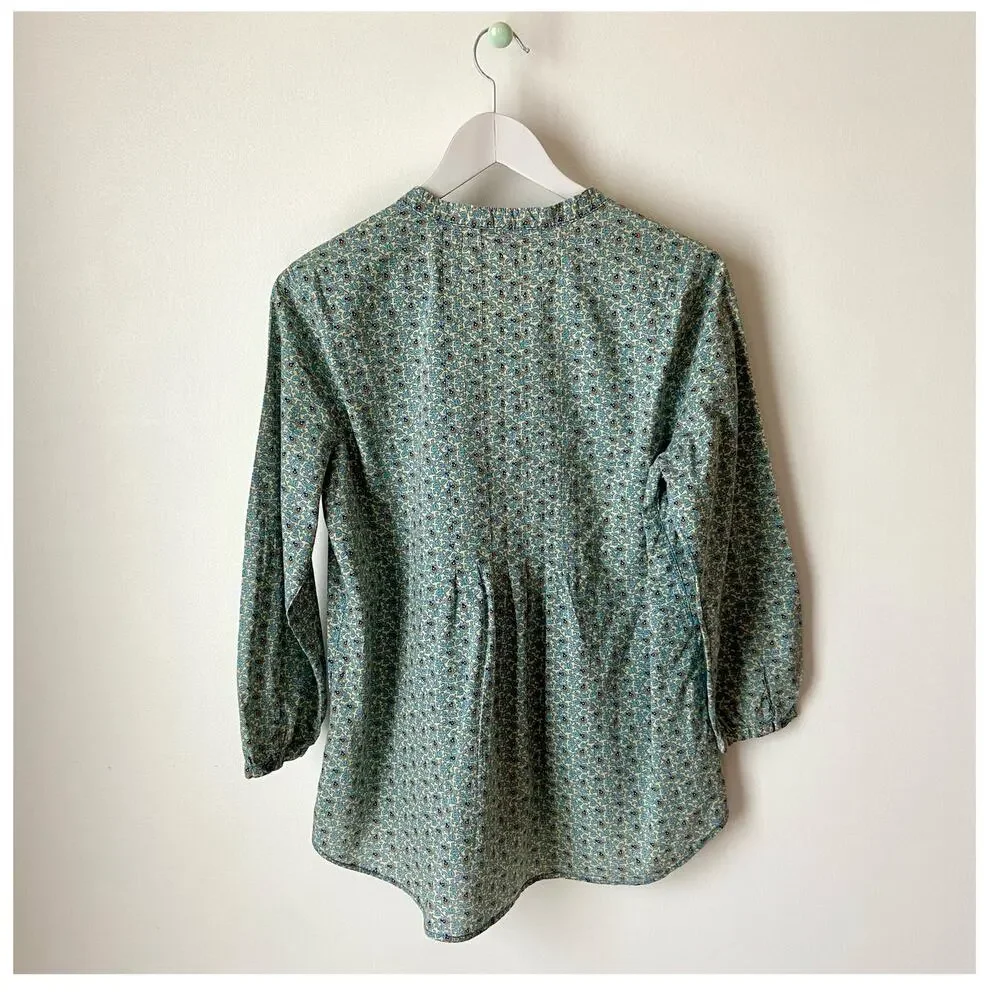 Lands’ End Floral Button-Down Blouse Size 8